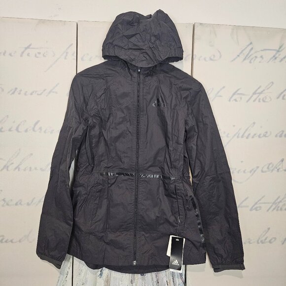 NWT Adidas Adizero Women's Rain Jacket Size Medium Black - Picture 1 of 8